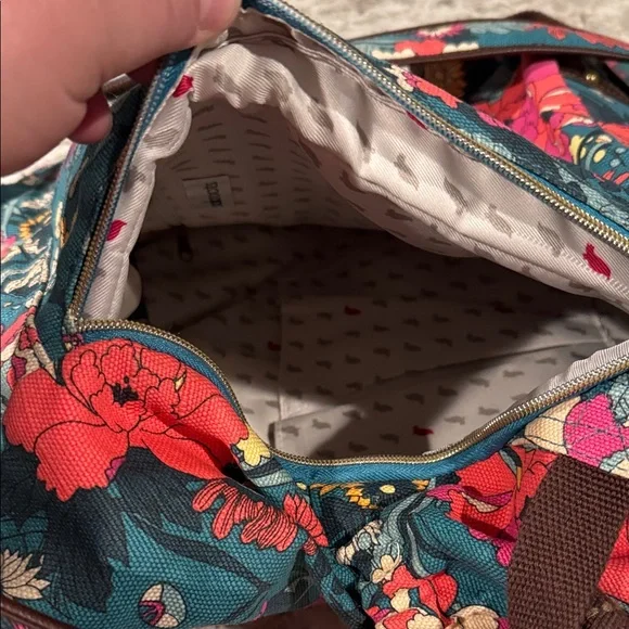 Sakroots Teal and Multicolor Floral Backpack with small pouch - Picture 6 of 10